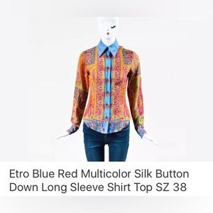 Etro 100% Silk Shirt Blouse Women's Size 38 Vintage XS